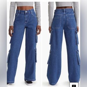 90s Baggy Nonstretch Cotton Denim Cargo Jeans